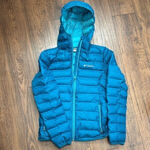 Columbia Bright Teal Hooded Puffer Jacket